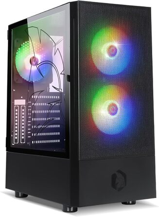 Корпус для ігрового ПК EMPIRE GAMING Sapphire ARGB, середній Tower ATX/Micro-ATX/ITX, бокова панель із загартованого скла, 3 вентилятори 120 мм ARGB, MB Sync, чорний