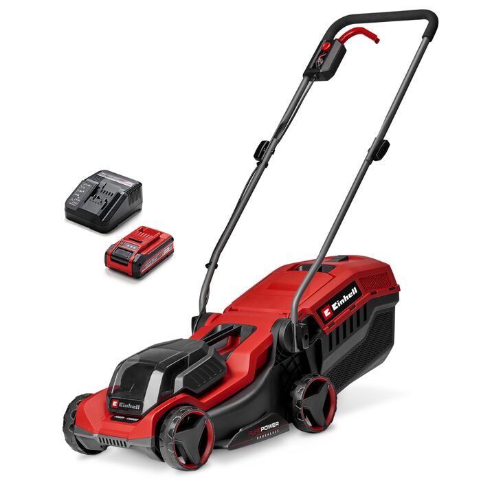 Акумуляторний газонокосарка Einhell City GE-CM 18/30 Li Kit Power X-Change (18 В, ширина косіння 30 см, до 150 м², Brushless, кошик 25 л, висота косіння 30-70 мм, з акумулятором 3.0 Ah + зарядним пристроєм)