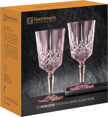Келихи для вина Nachtmann Noblesse 355 мл, набір 2 шт, кришталеві, рожеві, для коктейлів, можна мити в посудомийній машині
