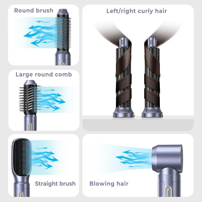 Набір для укладки волосся Hairstyler 5-в-1 з автозавиткою та фен-щіткою (Срібний)
