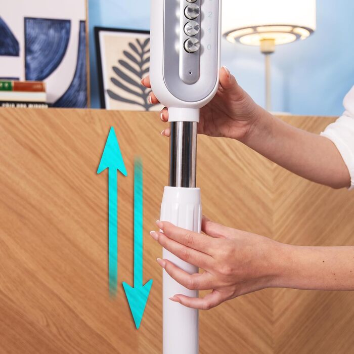 Вентилятор підлоговий Cecotec EnergySilence 610 Max Flow 70 Вт, 40 см, 4 швидкості, таймер 2 год, поворот 90°, регульований кут нахилу, білий/синій