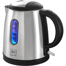 Електрочайник MELITTA Prime Aqua Mini Top 1,0 л, 2200 Вт, нержавіюча сталь, зовнішній індикатор рівня води