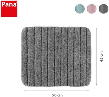 Килимок для ванної PANA з мікрофібри, м'ятний, 45x50 см, без вирізу під унітаз, нековзкий, праний, смугастий дизайн