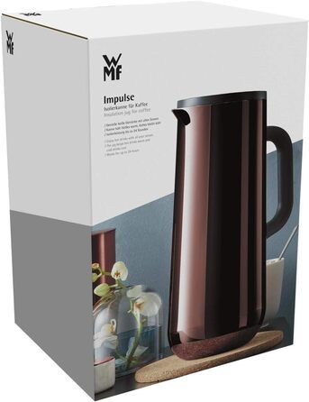 Термос-кавник WMF Impulse 1л, для кави та чаю, з натискним клапаном, зберігає напої гарячими та холодними до 24 годин, вінтажна мідь