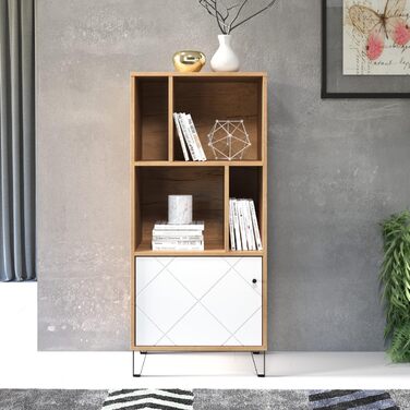 Trendteam Smart Living комод-тумба Trendteam Smart Living - комод-тумба з 2 дверцятами та 4 відділеннями, Artisan Eiche/Weiß, 63 x 136 x 40 см, з металевими ніжками
