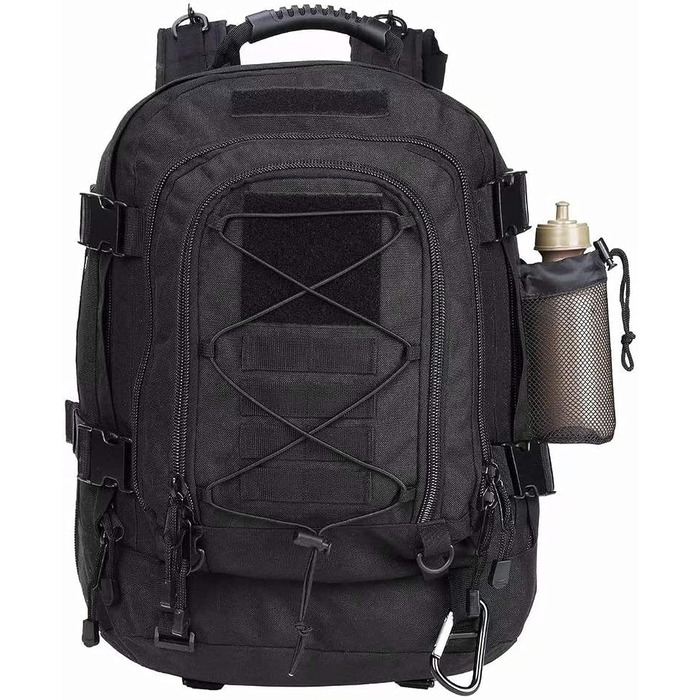 Тактичний армійський рюкзак Prof Army 40-64 л чорний MOLLE для туризму, полювання, кемпінгу