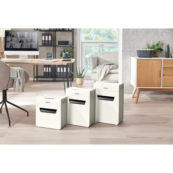 Leitz IQ 10X Premium Protect: Шредер для документів, партіковий зріз, 11-10 аркушів, тихий, компактний, сертифікований, 18л контейнер, для офісу та дому, білий