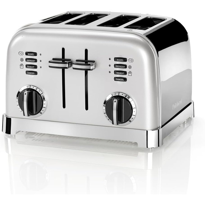 Тостер Cuisinart на 4 тостів, широкі слоти, 6 режимів, функція розморожування, для багета і бейглів, перламутровий