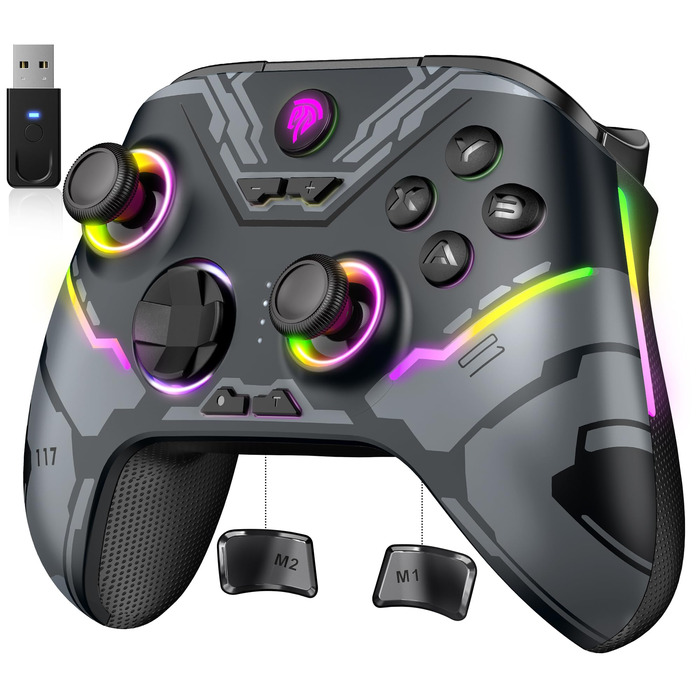 Бездротовий ігровий контролер EasySMX X15 для PC, Switch, Android, iOS з Hall-ефект джойстиками та тригерами, RGB підсвічуванням, чорний