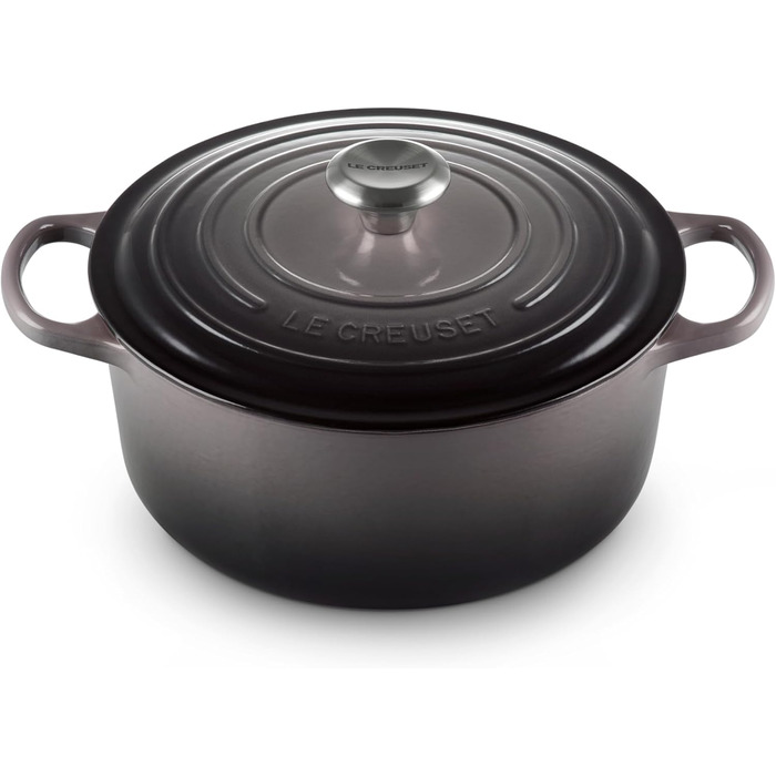 Чавунна каструля-брятер Le Creuset Signature з кришкою, кругла, 26 см, 5,3 л, для всіх плит та індукції, колір Flint