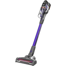 Акумуляторний пилосос BLACK+DECKER 4в1 для дому та тварин, 36В, 2.0А·год, без мішка, з електрощіткою для шерсті, 2в1 щілинна насадка, настінне кріплення, сріблясто-фіолетовий