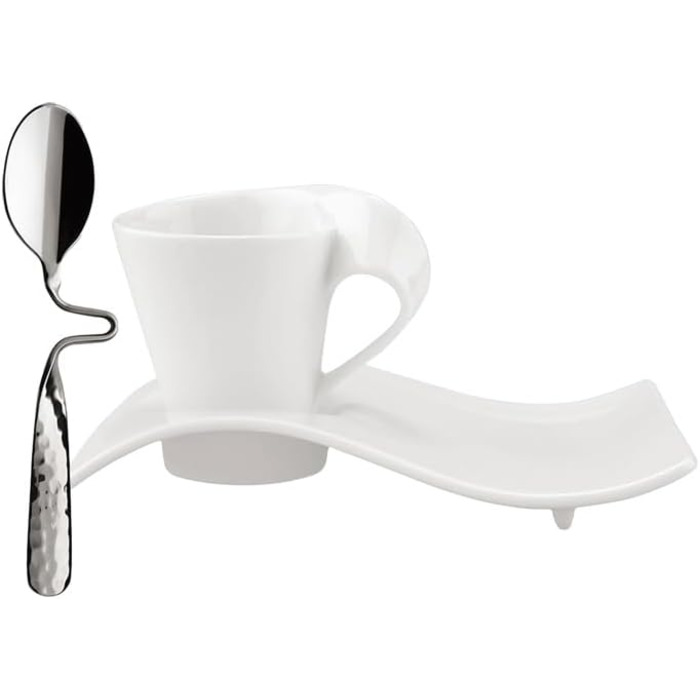 Набір кавовий Villeroy & Boch NewWave Premium Cappuccino,  білий, для кавоварки, сумісний з миючим засобом та мікрохвильовою піччю, хвильовий дизайн