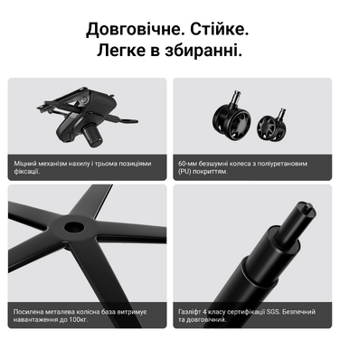 Крісло геймерське ігрове Anda Seat Phantom 4 Pro L до 100 кг Black Fabric  (AD18YSDC-72-B-F-B02)