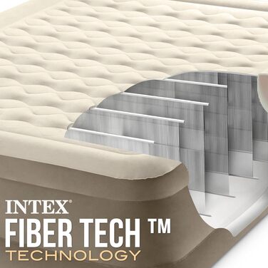 Надувний матрац Intex Queen Ultra Plush Fiber-Tech RP 152x203x46 см (64428ND) - двоспальний, флокований