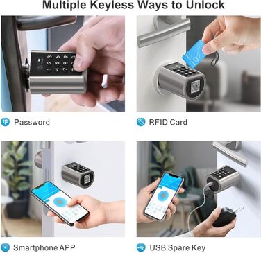 Електронний дверний замок WELOCK PCB01 для вхідних дверей, Bluetooth, RFID-карта, Wi-Fi (потрібен шлюз), підходить для дверей 50-100 мм
