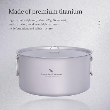 Титановий казан iBasingo 2L/5L з кришкою та складною ручкою для кемпінгу, походів і кухні, легкий туристичний посуд для приготування супу, велика місткість на 6-9 осіб