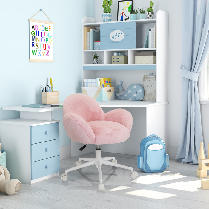 Дитячий стілець / дитячий стілець KID TEDDY зі штучного хутра рожевий hjh OFFICE