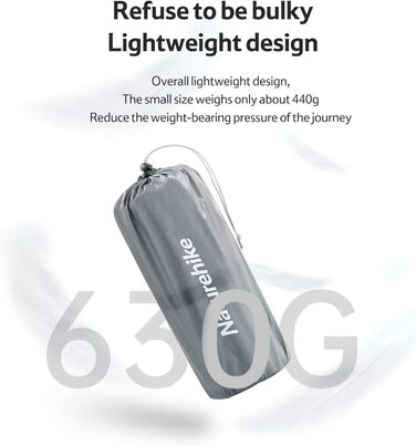 Самонадувний туристичний килимок Naturehike 5,8R/3,5R, надувна ізоляційна матраc для кемпінгу, трекінгу, походів, прямокутна, срібляста, розмір Large
