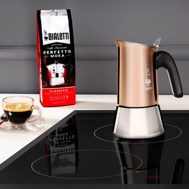 Кавоварка Bialetti New Venus на 6 чашок, з антипригарною ручкою, з нержавіючої сталі, бронзова, не для індукції, 235 мл