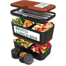 Ланчбокс Umami Bento 1500 мл, багаторазовий контейнер для обіду, для чоловіків, дорослих, чорний сапеле, XL, герметичний, для приготування їжі