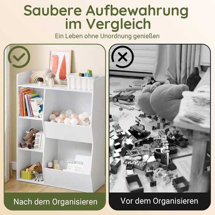 Полиця для книг SoBuy Montessori для дітей, зелена, 80x104x34 см (KMB55-K-GR)