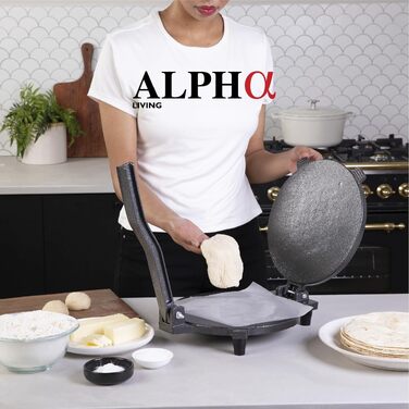 Чавунна форма-прес для тортильї та кесадій ALPHA LIVING 51056, 25.4 см — професійний пристрій для випікання емпанада та лепешок