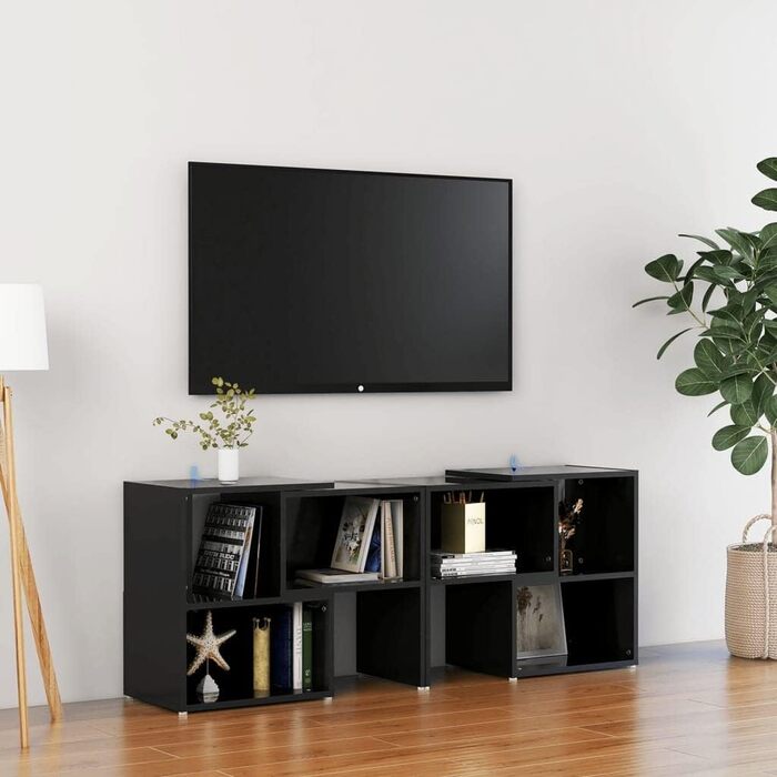vidaXL Тумба під телевізор, глянцева чорна, 104x30x52 см, ДСП, сучасна TV-тумба, меблі для вітальні