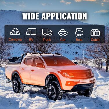 Автономний дизельний опалювач VEVOR 12V 5kW з LCD-дисплеєм, пультом дистанційного керування та Bluetooth, 0.16-0.52 л/год