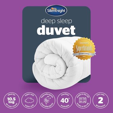 Ковдра Silentnight Deep Sleep King Size, мікрофібра, біла, щільність 10.5 Tog