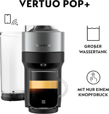 Кавомашина Nespresso Krups Vertuo Pop XN930T Титан 560 мл, капсульна, автоматичне розпізнавання капсул, 4 розміри чашок
