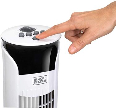 Вентилятор-колона Black+Decker BXEFT47E, 45 Вт, пластик, без пульта, 81 см, білий