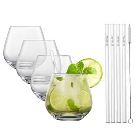 Набір коктейльних келихів SCHOTT ZWIESEL After Work Drinks: 4 склянки з Tritan-кришталю, 4 скляні трубочки та щітка для чищення, підходять для посудомийної машини, Німеччина