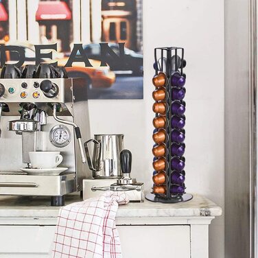 Обертова підставка для капсул Nespresso XIAPIA на 40 штук, чорна, органайзер для зберігання кавових капсул