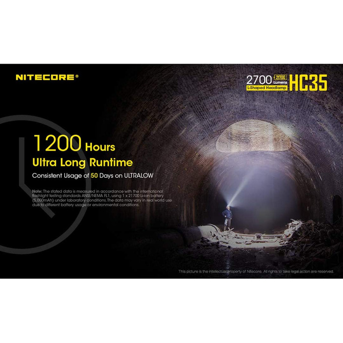 Лобовий ліхтар Nitecore HC35 з акумулятором NL2140HP, 2700 лм, USB зарядка