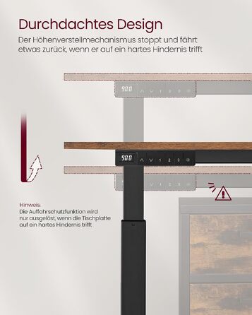 Електричний письмовий стіл VASAGLE з регулюванням висоти, 160 x 70 см, офісний стіл для роботи та навчання