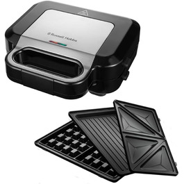 Мультифункціональний пристрій Russell Hobbs 3-в-1: сендвічниця, вафельниця, гриль Creations, антипригарне покриття, глибокі пластини, підходить для миття в посудомийці, BPA безпечний, модель 26810-56