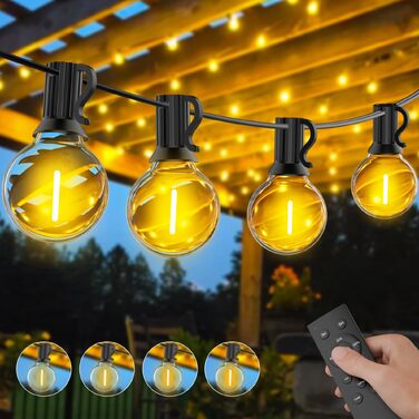 LED гірлянда вулична 30м, димована, з пультом, 52 лампи G40, водонепроникна для саду, тераси, балкону