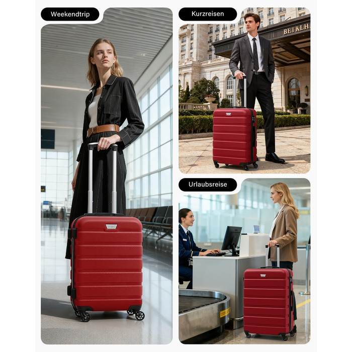 Набір валіз COOLIFE 2 шт. (L + XL) Spinell Red, PC+ABS, полікарбонат, на колесах, з TSA замком, чорний