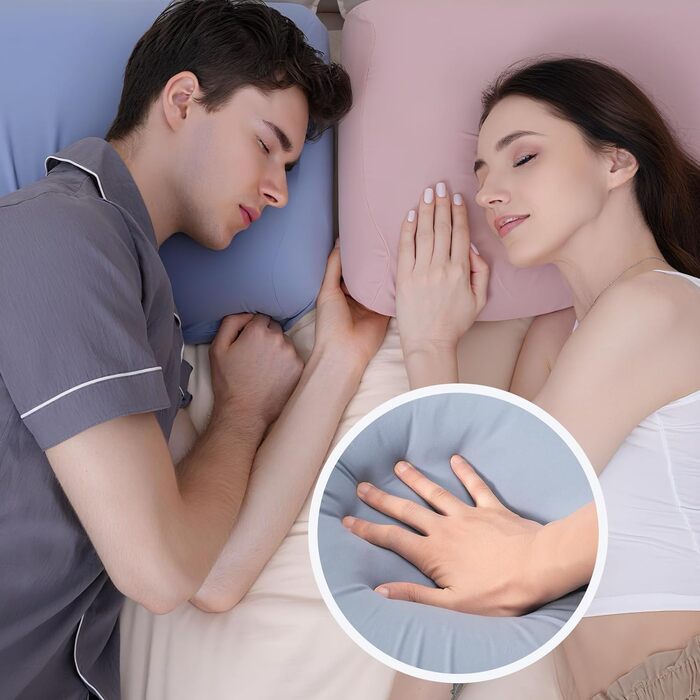 Подушка Memory Foam з ефектом пам'яті, ергономічна, для сну на боці, спині та животі - блакитна