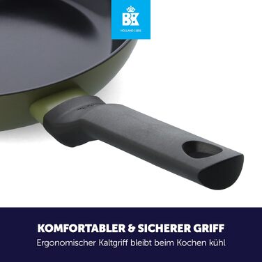 Набір сковорідок BK Enjoy Keramik, 2 шт, Ø24/28 см, антипригарне покриття, індукція, зелений оливковий