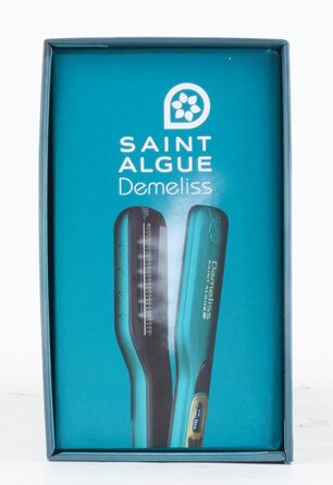 Випрямляч для волосся Demeliss SAINT ALGUE, титанові плаваючі пластини, потужна пара, XL-резервуар 40 мл, знімний гребінець, для всіх типів волосся, синій
