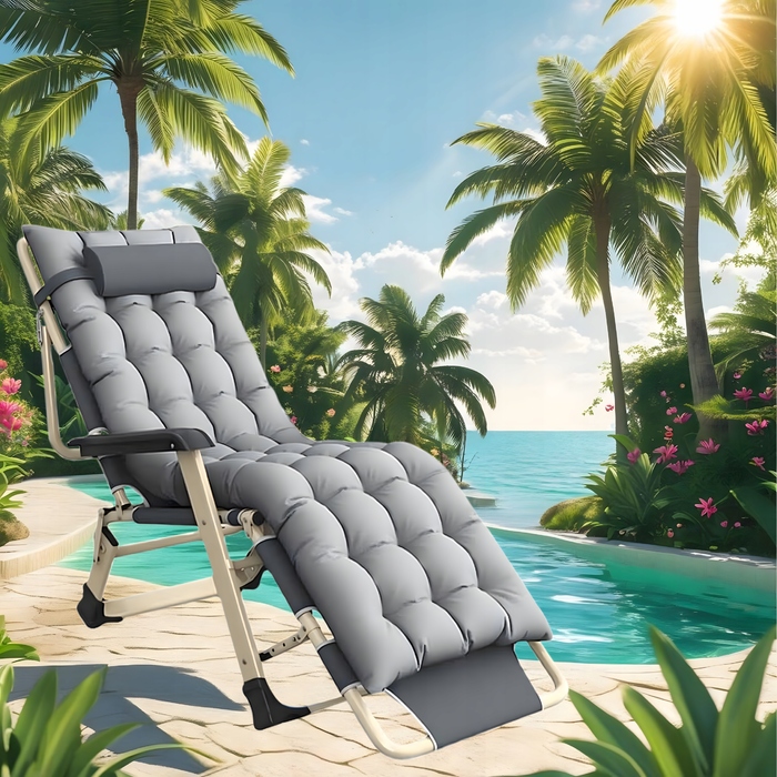 Шезлонг Real Garden, сталевий сірий
