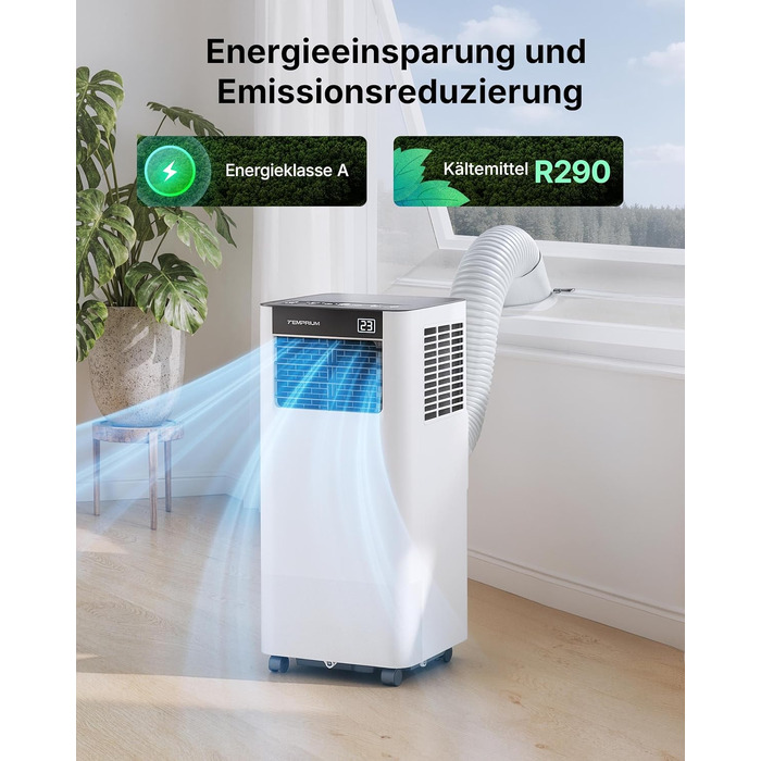 Мобільний кондиціонер 9000 BTU 2.6 кВт з шлангом + APP-керування | 3-в-1 для кімнат до 25 м²