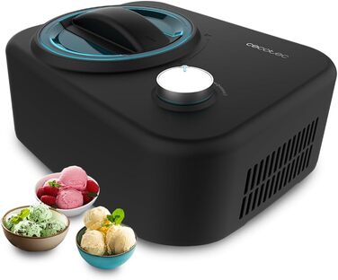 Машина для приготування морозива Cecotec Gelacy 1200 Touch з компресором. Чорний колір, 0,8 л, сенсорний екран, 110 В, 30 хвилин