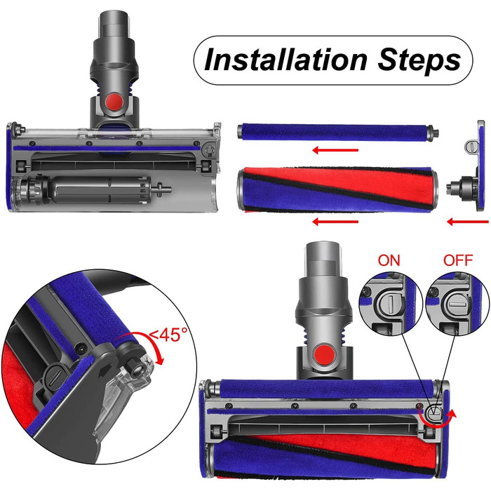 Електрична м'яка насадка-щітка DrRobor для пилососа Dyson V10/V11/V15, аксесуар для жорстких підлог