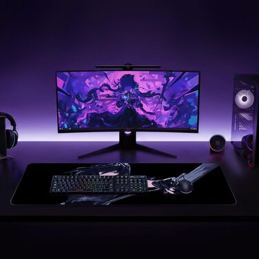 Ігровий килимок для миші XXL Anime Onyx Valkyrie, 900x400 мм, водовідштовхуючий з прошитими краями