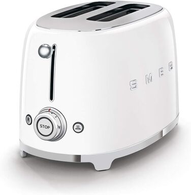 Тостер Smeg TSF01CREU Білий, 2 відділення, 6 рівнів підсмажування, функція розморожування та підігріву, 950 Вт
