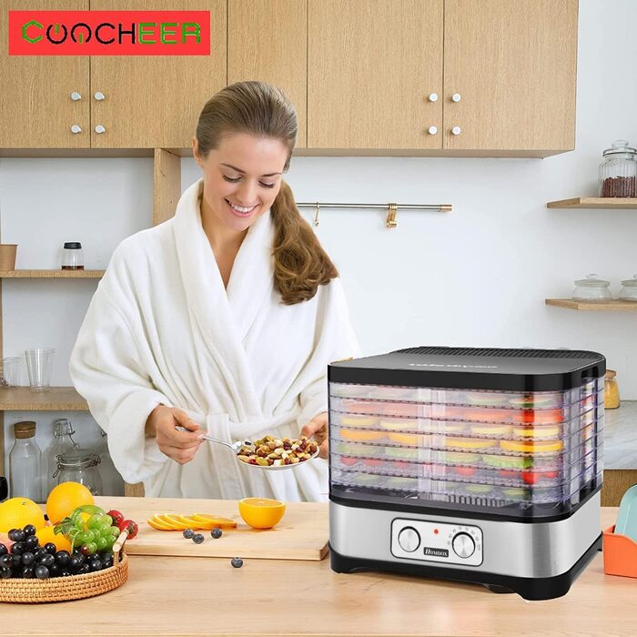 COOCHEER Дегідратор для фруктів та овочів, 8 ярусів, 400 Вт, з таймером на 72 години, регульована температура, механічне керування, BPA-free