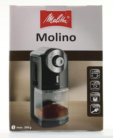 Електрична кавомолка Melitta Molino 1019-02, дисковий млин, чорна