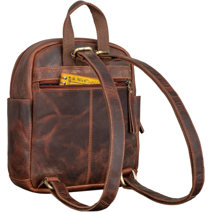 Жіночий міні-рюкзак STILORD Gerda з натуральної шкіри, вінтажний міський daypack, компактний стильний рюкзак для міста, колір: коньяк (Porto), преміум якість